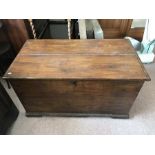 A vintage pine blanket box with candle box to interior. 52 h x 52 d x 94cms w.