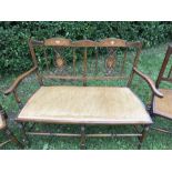 An inlaid salon suite including 2 seater, 2 armchairs and 3 single chairs. Condition ReportOne