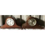 Two mahogany Napoleon hat mantle clocks, both chiming.