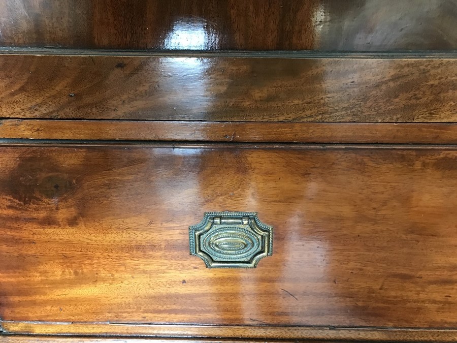 A 19thC mahogany press, lacking slides, 2 doors over 3 drawers. 118 w x 186 h x 55cms d. - Image 3 of 3