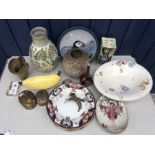 A boxed lot to include Beswich horse, 4 Royal Crown Derby plates, Carlton Ware vase with original