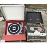 Fidelity table/portable record player 3 speed, model HF45 and an Argosy reel to reel tape recorder/