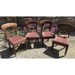 Set of four Victorian mahogany bar back dining chairs, drop in seats, height to back 89cms, height
