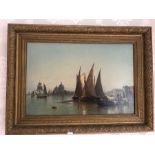 Oil on board shipping scene, signed L.L. Louis Etienne Timmermans (1846-1910) 30 x 45cms.
