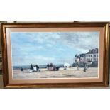 Large framed print, Victorian French beach scene. 44 h x 82cms w. Condition ReportSome gilt wear