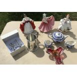 Mixed lot, 3 Royal Doulton figures, Country Rose HN 3221, Elaine HN 3307 and Sara HN 2265, Sadler