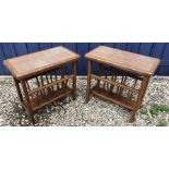 Pair of teak tiled top magazine side tables, 45 x 25 x 42cms h.