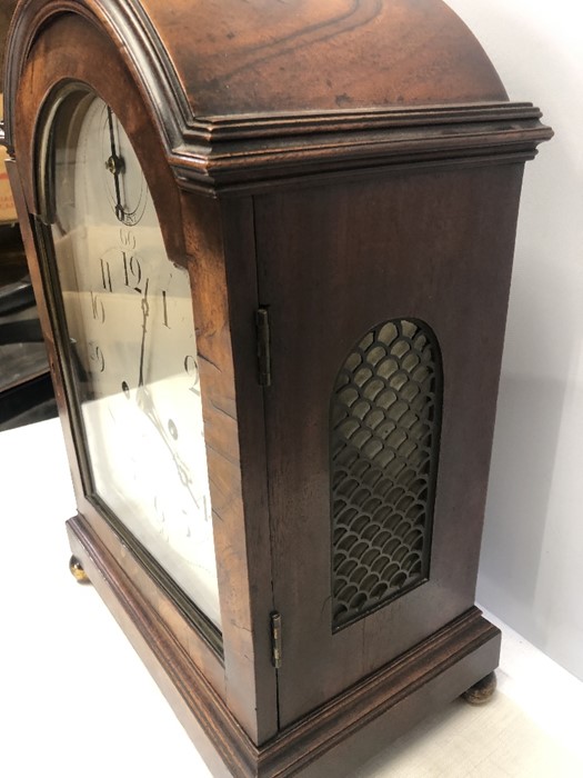 A double fusée mahogany bracket clock. Harvie of Totnes. Circa 1800. 43cms h. - Image 3 of 11