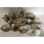Japanese tea set, wild bird and floral pattern, 22 pieces. Condition ReportFour cups cracked and