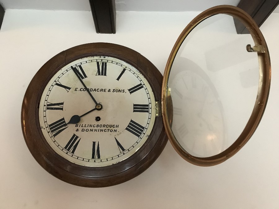 A mahogany 19thC fusée wall clock. E Goodacre and Sons. Billingborough and Donnington. - Image 5 of 5