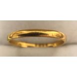 A 22 carat gold wedding band, 2.1gms.