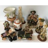 Pottery selection, Chinese ginger jar, Capodimonte style figure, tramp on bench, tall Portuguese