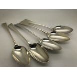 Five hallmarked silver tablespoons, various dates and makers including London 1788 maker G.H, London