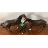Three Royal Doulton horses. Tallest 21cms . Condition ReportSmallest a/f to tail.