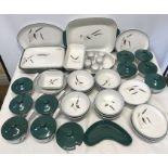 Denby Greenwheat stoneware tea and dinner set 102+ pieces. A College design, stamp to base, 1 side