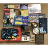 Board games, puzzles, jigsaws, Anchor stone puzzle, parquetry blocks, chess and draughts, Dr Magini,
