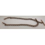 A 9 ct gold watch chain. 25.9gms with T bar.