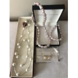Majorcan pearl necklace, bracelet and earrings together with Majorcan pearl and white Majorcan pearl