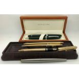 Sheaffer fountain pen 14k nib, 2 Papermate pens, Parker fountain pen, boxed Scriptura fountain pen