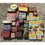 Selection of vintage tins, tobacco, biscuit, toffee and cake tins.
