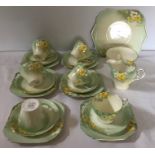A Shelley part tea set, yellow and white floral pattern. 20 pieces. Condition ReportOne cup with