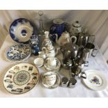Mixed lot of ceramics to include Lucie Atwell side plate 16cms, blue and white bowl and vase,