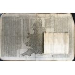 Unframed map of England and Wales, The Travellers Guide or Ogilby's Roads Epitomised, 18thC with