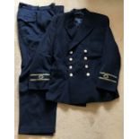 A merchant Navy officer uniform, jacket and trousers, maker PR Davies Ltd, Hull.