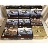 Collection of 9 Corgi Aviation Archive fighter planes, Spitfire Mk2 and MKLA, Boulton Defiant Mk1,