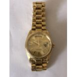 A Gentlemans Oyster perpetual Day-Date wristwatch by Rolex, 18 carat gold, case width 3.5cms. No box