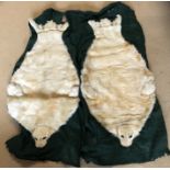 A pair of seal pup skins, mounted on felt cloth. Skins approx 90cms l.