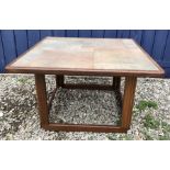 Teak tiled top coffee table, 72cms square x 44cms h.
