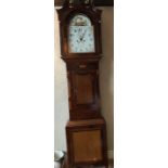 An 8 day oak and mahogany longcase clock. J. Richardson, Bubwith. 225 h x 53cms w.Condition