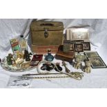 Miscellany including Yorkshire Dale double cream box, sand and cork pictures, brass toasting