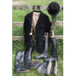 Horse riding Jacket and Jodphurs, Harris Meyer, bowler hat, 3 pair of leather riding boots, size