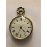 An 18 carat gold cased pocket watch. 39gms total.