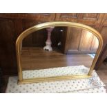 Gilt framed overmantle mirror. 111 w x 82cms h.