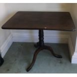 A 19thC mahogany tilt top table on turned central stem and tripod base. 64 d x 95 w x 78cms h.