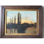 Oil on canvas lake scene, signed L.R GH Milner 1888, 29 x 39cms.