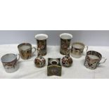 Four early 19thC Derby + Chamberlain coffee cans together with pair of small Derby Imari pattern