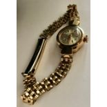 An Avia 9ct gold cased ladies wristwatch with rolled gold bracelet. 13.4gms total.