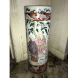 A late 19thC Chinese cylindrical vase. Condition ReportHairline and chip.