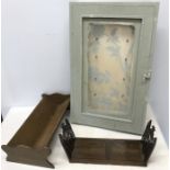 Painted wall mounted key cabinet, 64cms h x 41cms w x 7cms d, a rosewood extending bookshelf,