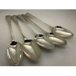 Five hallmarked silver tablespoons, various dates and makers including London 1813 Alice and Geo.