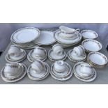 Royal Albert Belinda floral pattern tea & dinnerware, 46 pieces. 8 x 27cms dinner plates, 6 x