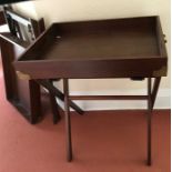 Two 20thC mahogany brass bound folding butlers trays. 58 x 43 x 73cms h.