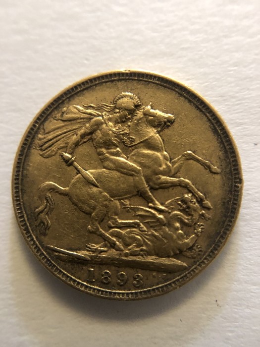 A gold sovereign 1893.