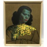 Framed Tretchikoff Green lady print of Chinese girl. 60 h x 50cms w. Good condition.