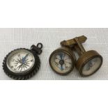 Stanhope pendant compass with views of Bridlington together with a pair of gold plated compass