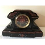 A French black and red marble mantle clock. Susse Frères Paris. 32 w x 21cms h.